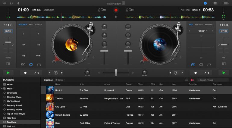 Algoriddim Djay Pro für Mac Turntable View