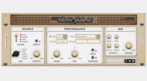 Propellerhead Reason Rack Plugin A-List Electric Guitarist Pop Chords GUI Front