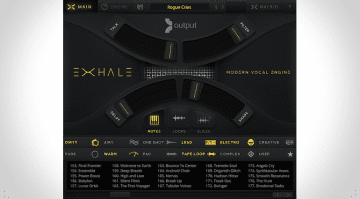 Mainpage des Output EXHALE, Sample-basierte Vocal Engine virtuelles Instrument
