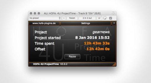 HOFA 4U Project Time Plug-In GUI