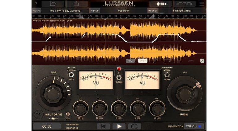 IK Multimedia Lurssen Mastering Console App Plug-In Wave View GUI