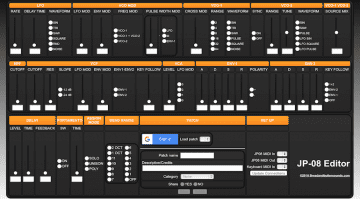 GUI des Patch-Editors für Roland JP-08 Synthesizer