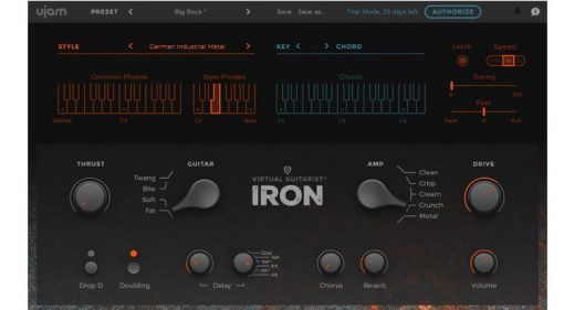 UJAM Virtual Guitarist Iron Plug-In GUI