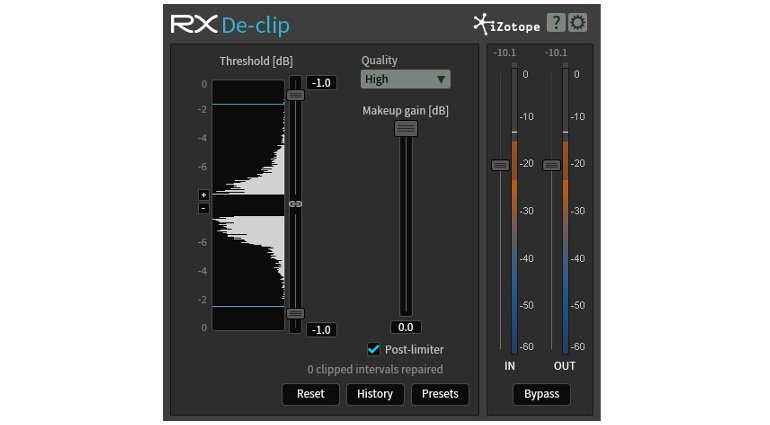 iZotope RX De-Clip Plug-In GUI