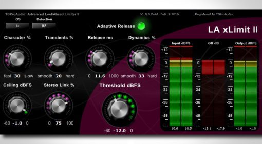 TB Pro Audio LA xLimit II - Mastering Limiter bekommt ein Update