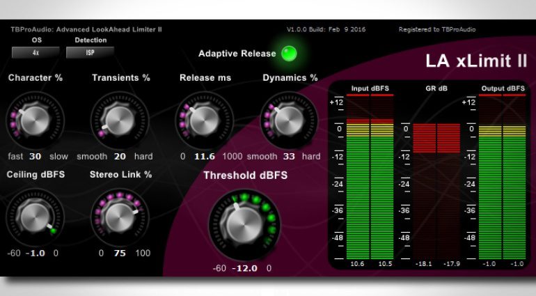 TB Pro Audio LA xLimit II - Mastering Limiter bekommt ein Update