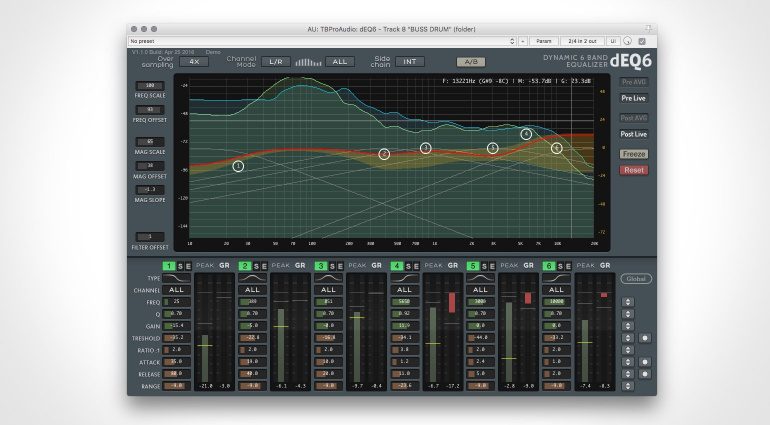 TBProAudio dEQ6 dynamic Equalizer GUI