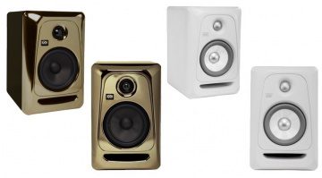 KRK Rokit 5 G3 Black Gold White Noise Front Side Slant Monitorboxen