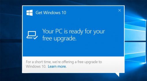 Microsoft Windows 10 Upgrade Nag Screen