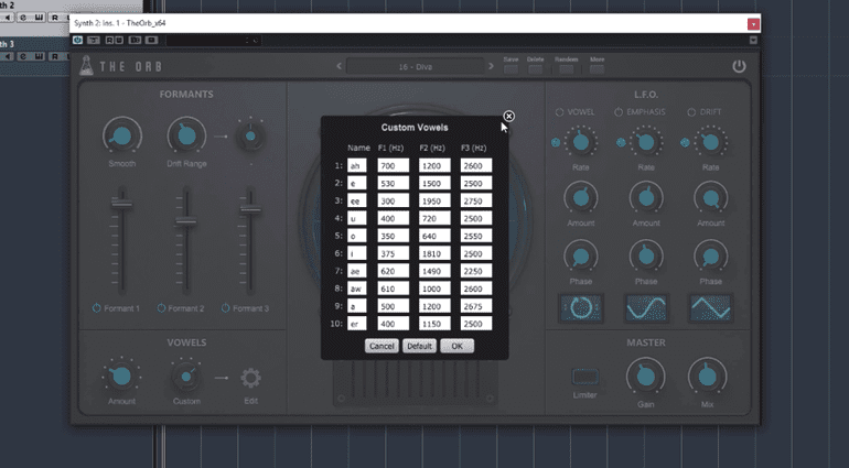 AudioThing The Orb Plug-in Formant Filter GUI Custom Vowels