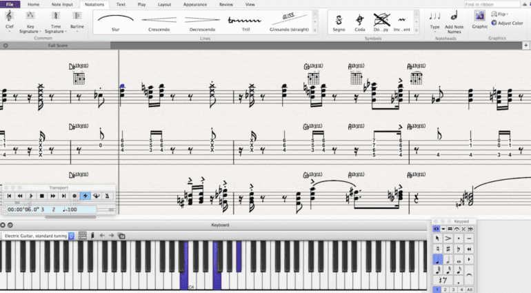 Avid Sibelius First 8 GUI Close Up View Notation Score Keys