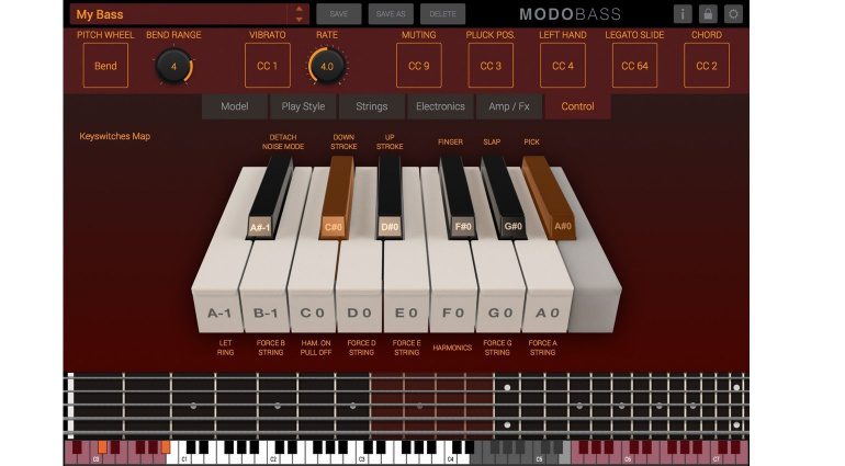 IK Multimedia MODO Bass Plug-in GUI Control Fenster