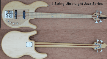 Tensor Ultralight Jazz Bass Natural 4-Saiter Front BAck