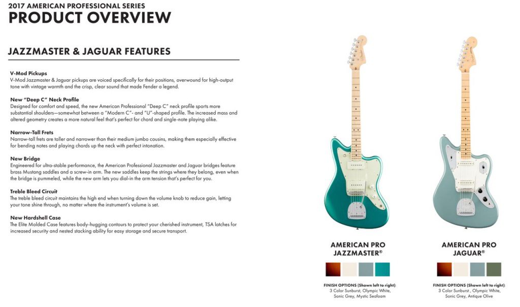 Fender American Professional Pro Series Jaguar Jazzmaster Specs