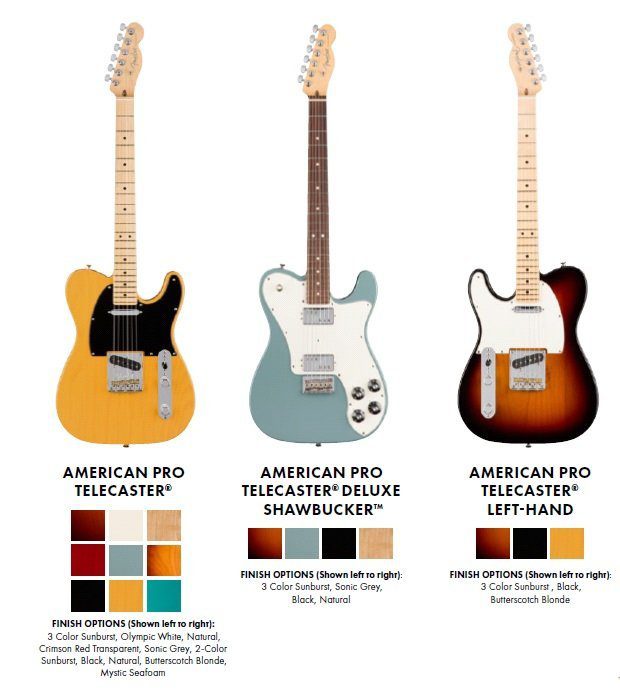 Fender American Professional Pro Series Telecaster Colors