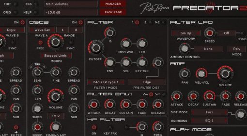 Rob Papen Predator 2 Software Synthesizer GUI Ausschnitt 2