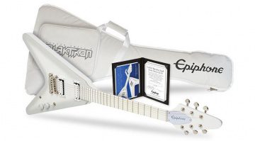 Epiphone Brendon Small Snow Falcon Flying V Signature Front Gigbag White