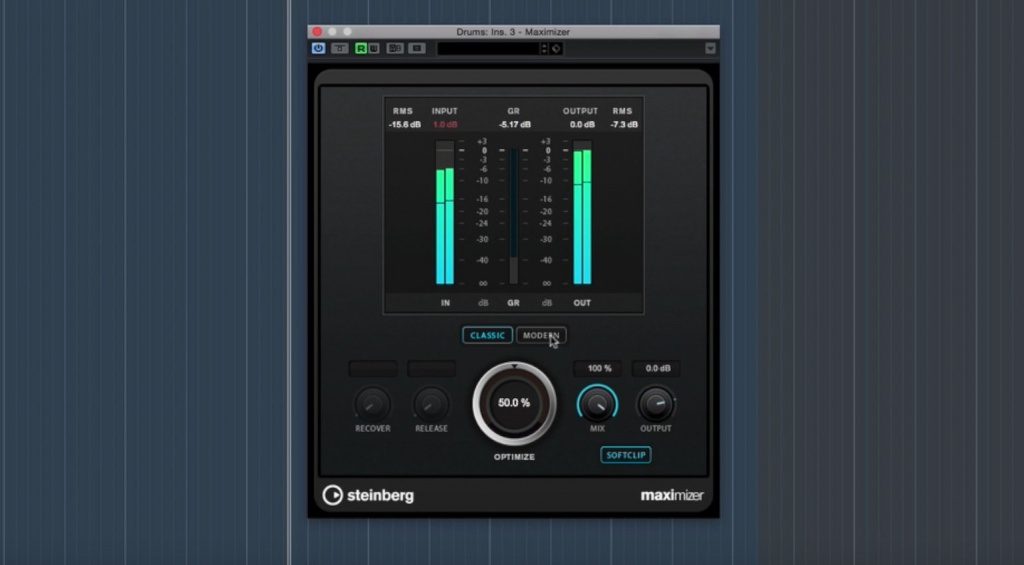 Steinberg Cubase Pro 9 Maximizer Plug-in EQ GUI