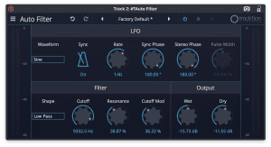 Tracktion Plug-in Effekt Auto Filter GUI