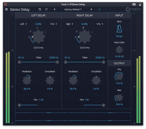 Tracktion Plug-in Effekt Stereo Delay GUI