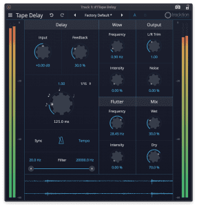 Tracktion Plug-in Effekt Tape Delay GUI