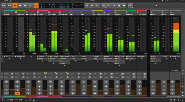 Bitwig Studio 2 Mixer GUI