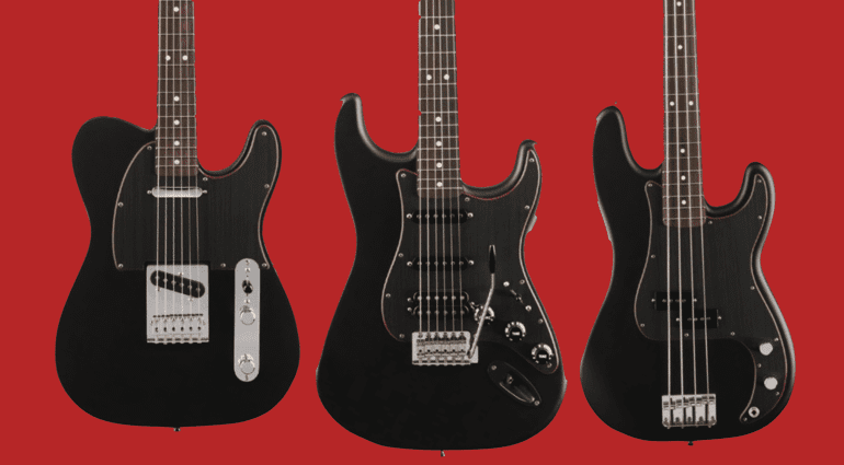 Fender Noir Special Edition Telecaster HSS Stratocaster and Precision Bass