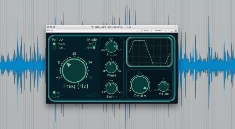 Pecheneg FX Tremolo Plug-in Effekt GUI Reaper Waveform Freq Mode