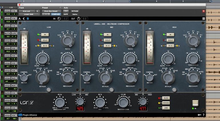 Lindell Audio 354E Kompressor Limiter Plug-in GUI Pro Tools