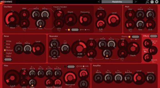 iceWorks Redshrike 2.0 - polyphoner, subtraktiver iPad Synth mit Resonator