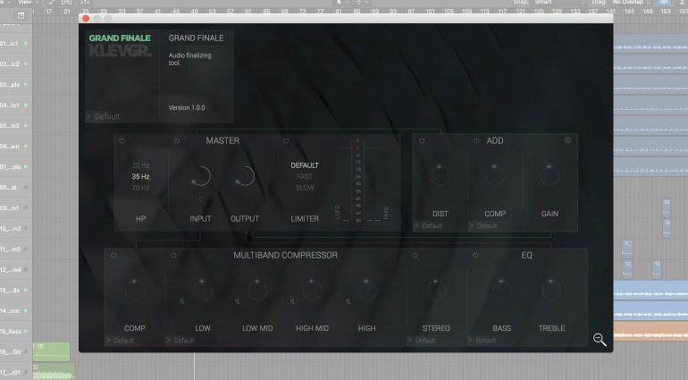 Klevgr Grand Finale Effekt Plug-in GUI