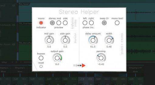 Press Play Stereo Helper PLug-in GUI