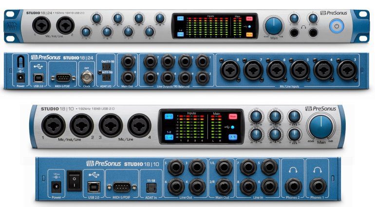 Presonus Studio 1810 Studio 1824 USB Audio Interfaces Front Back