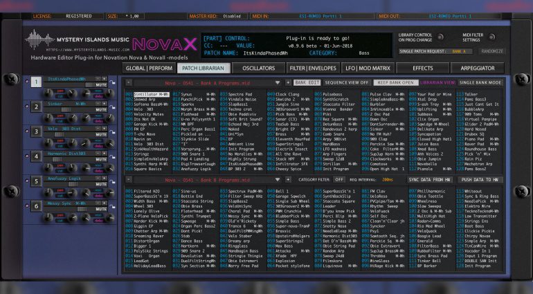 Novation NovaX VST Editor und Librarian für Nova und Nova II Synthesizer