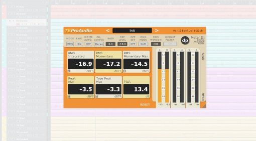 TBProAudio dpMeter 3 Plug-in GUI Cubase