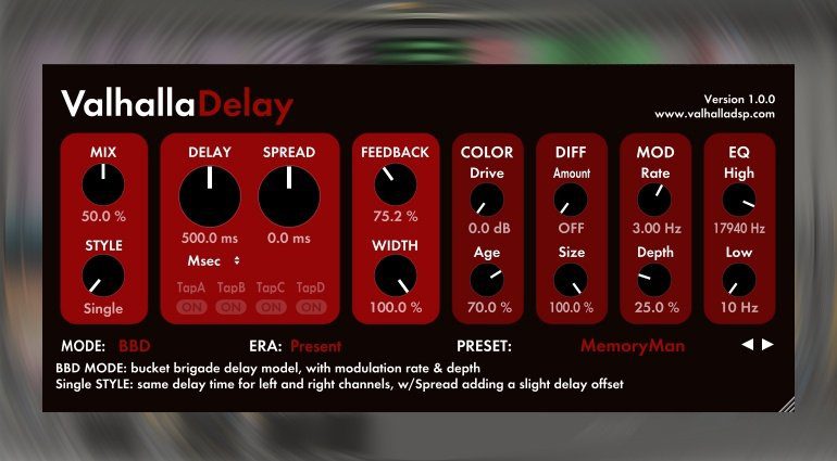 ValhallaDSP ValhallaDelay - ab sofort Verfügbar!