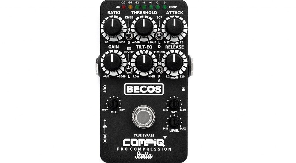 Becos CompIQ Pro Stella VCA Analog Kompressor Effekt Pedal Front