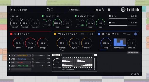 Tritik Krush Pro - professionelles Bitcrushing Plug-in mit sehr viel Modulation