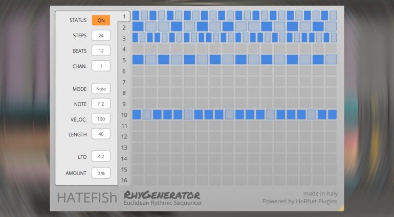 HoRNet HATEFISh RhyGenerator - das Euclidean Rhythm Generator Plug-in