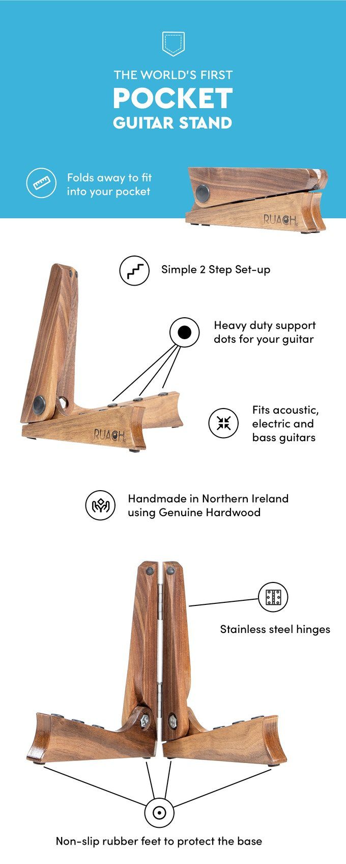 Ruach Music Pocket Guitar Stand Designerstück oder HipsterQuatsch