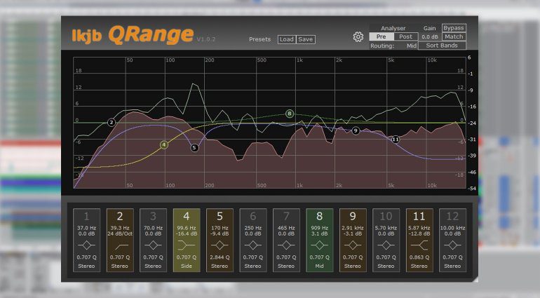 Kostenlos: lkjb QRange - IIR Linear Phase EQ mit zwölf Bändern