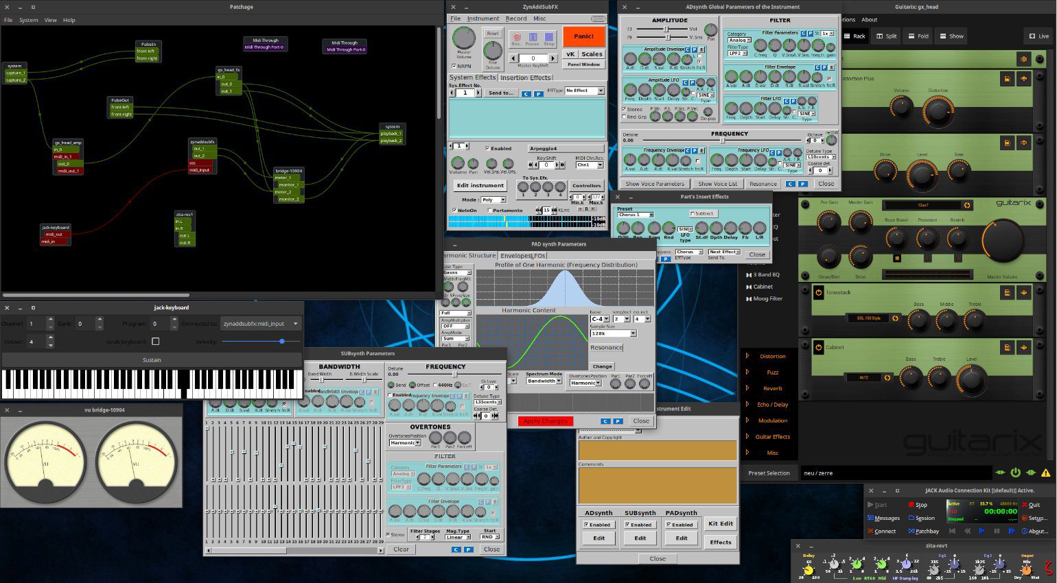 Linux Ubuntu Studio 19 10 DAW Audio Software Synthesizer Guitarix Routing JACK