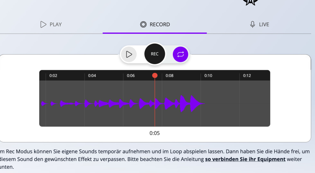 Der Rec-Modus in Stompenberg FX mit der eigenen Aufnahme