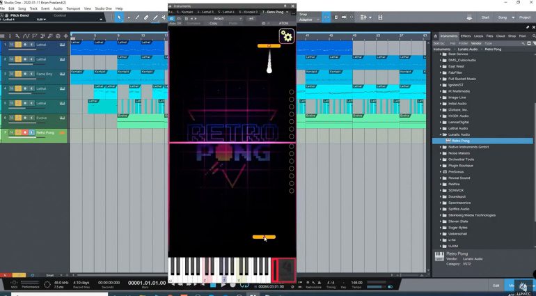 Freeware: Lunatic Audio bringt Kultspiel Retro Pong in die DAW