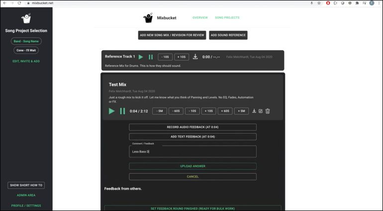 Mixbucket: ein kostenloses Song-Feedback-System für eine bessere Teamarbeit