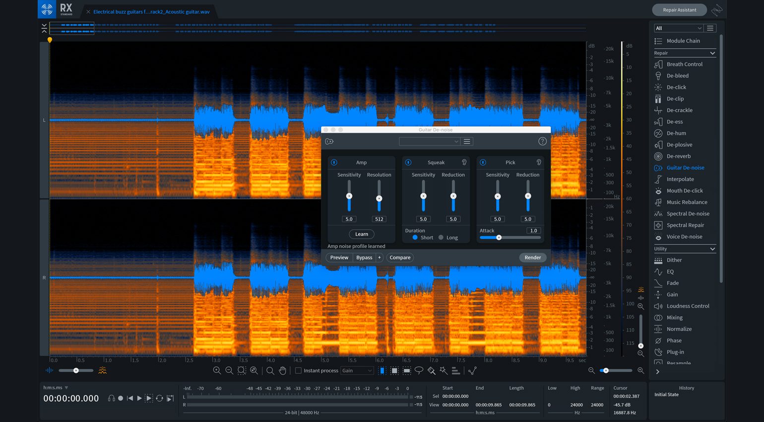 iZotope RX 8 Guitar De-noise