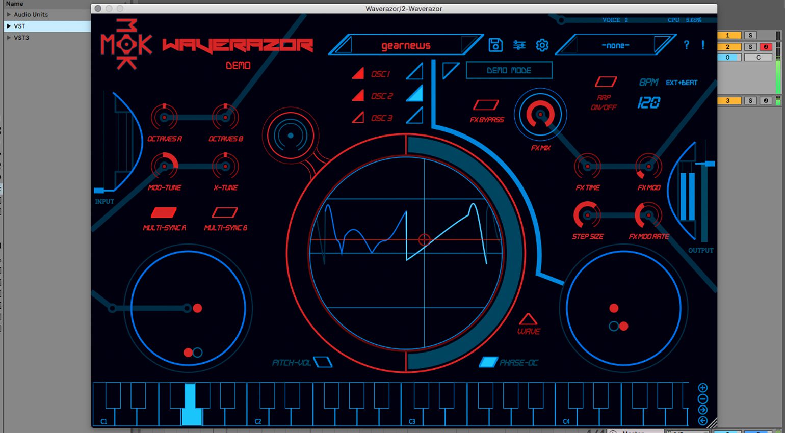 Tracktion MOK Waverazor GUI