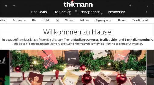 Achtung: Weihnachten, Versand-Deadline und Lockdown bei Thomann