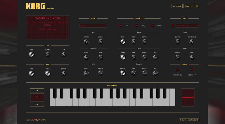 Oscar RC präsentiert kostenlosen Web Editor für Korg NTS-1