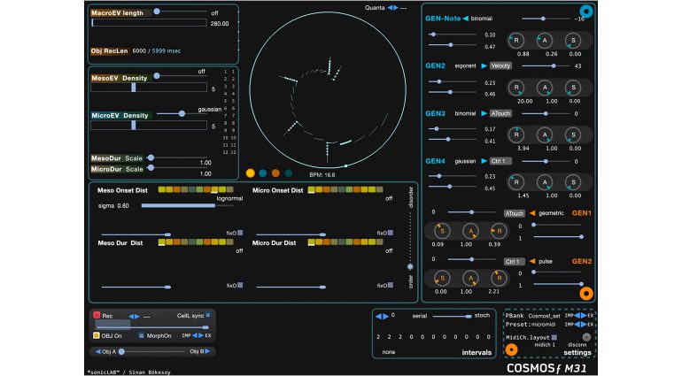 sonicLAB Cosmosƒ M31: generativer stochastischer MIDI-Event Prozessor